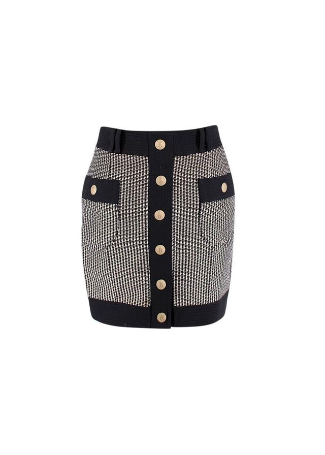 Preowned Pierre Balmain Black White  Pink Tweed Mini Skirt Size XS black pink white gold cotton