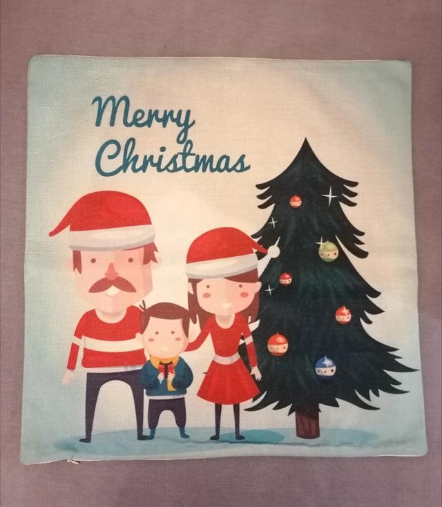 Poszewka świąteczna na jasiek Merry Christmas len 45x45