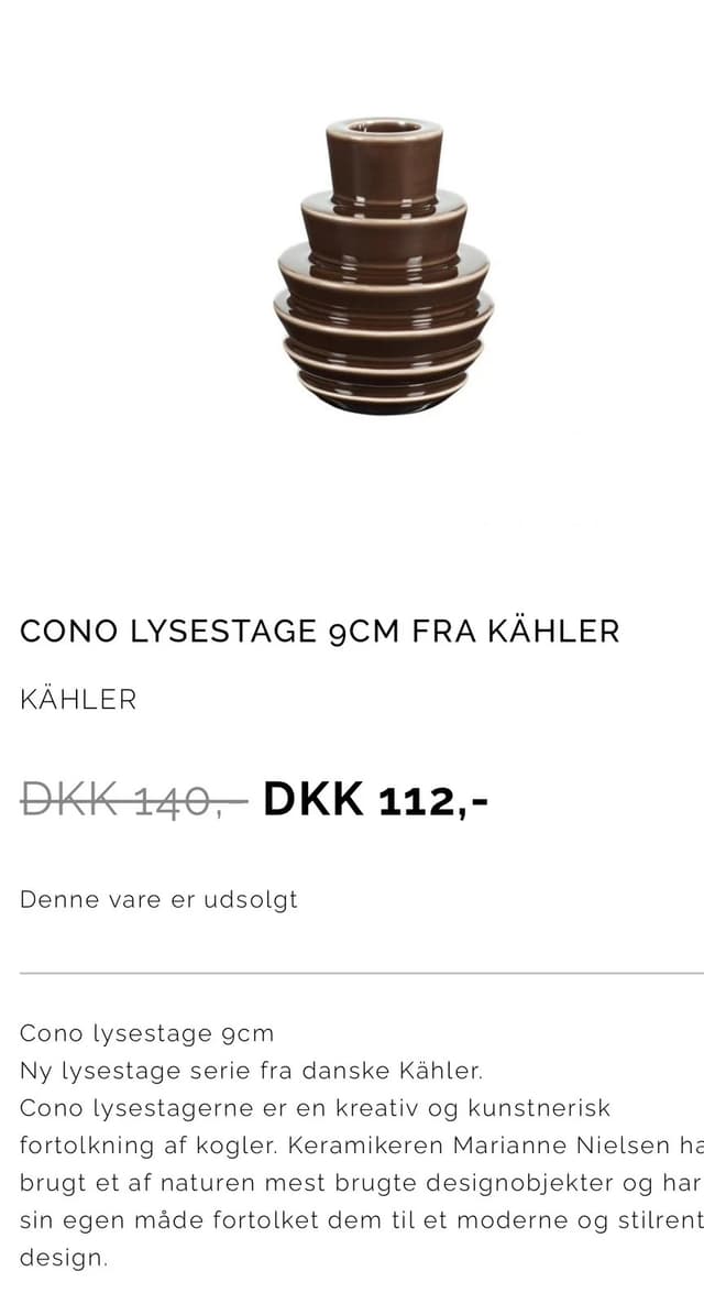 Kähler Lysestage Dansk Design