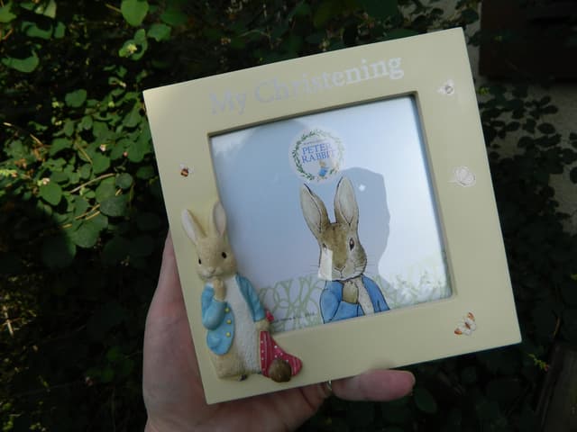 Peter Rabbit Christening fotoramka by Beatirix Potter * ramka na zdjęcie z chrztu