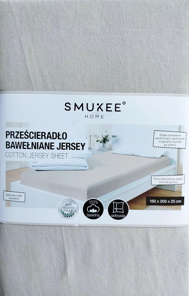 Prześcieradło bawełniane jersey z gumką Smukee 160x200x25 jasno-szare 997