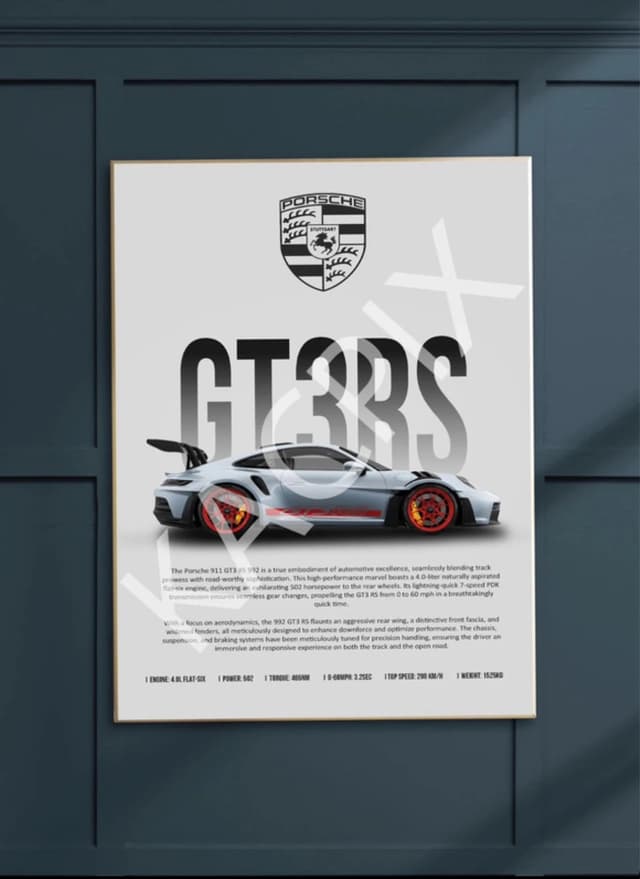 Plakat motoryzacyjny Porsche GT3 RS