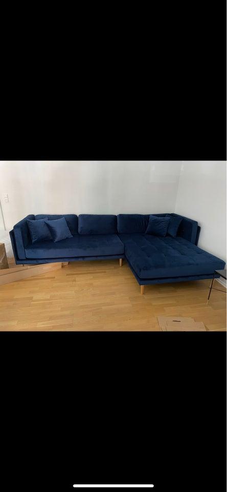 Hjørnesofa velour 3 pers