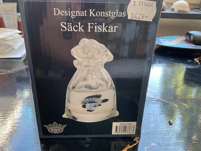 Designat Konstglas Säck Fiskar