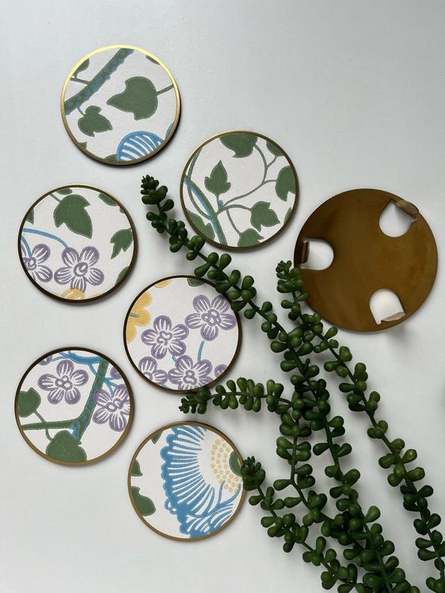 Glasunderlägg Coasters underlägg Mässing Svenskt Tenn Josef Frank Sagoträdet