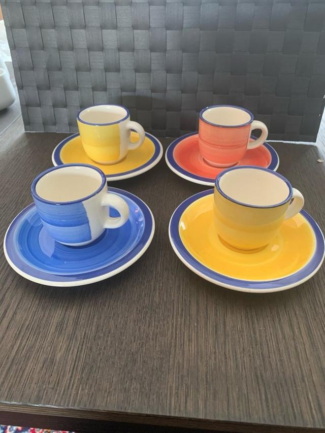 4 espresso cups koppar Made in Italy ceramics