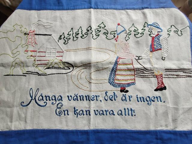 Charmig gammal jugend väggbonad handbroderad 57×85cm