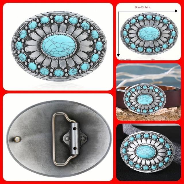 Western Cowboy Faux Turquoise Retro #2 Enkelt Bältesspänne Nytt