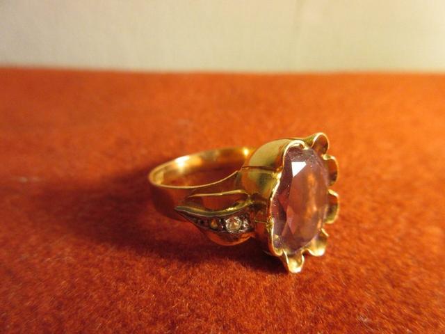 VINTAGE GULD RING 18K ENGELBERT AMETIST/VITA STENARHE KATTFOT 18K A9 (1951)