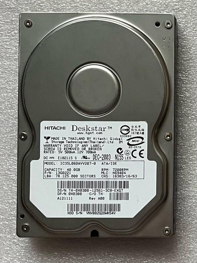 HITACHI DESKSTAR IC35L060AVV207-0