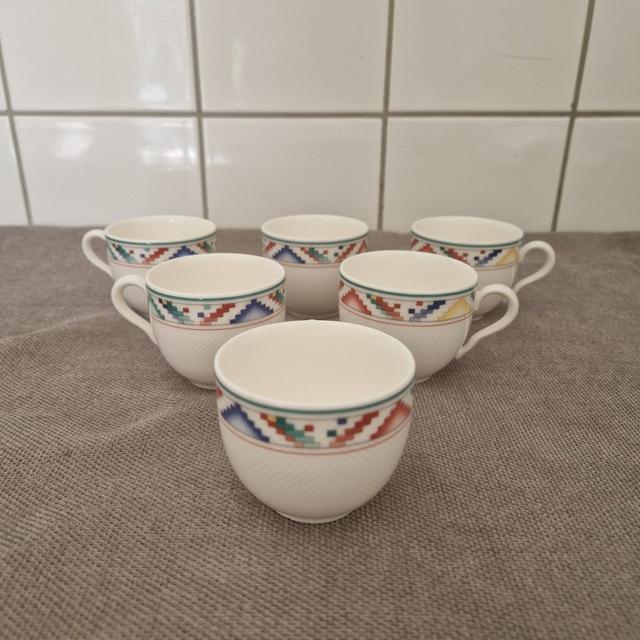 6 moccakoppar Indian Look Villeroy  Bosch 1990-tal 55 cm höga