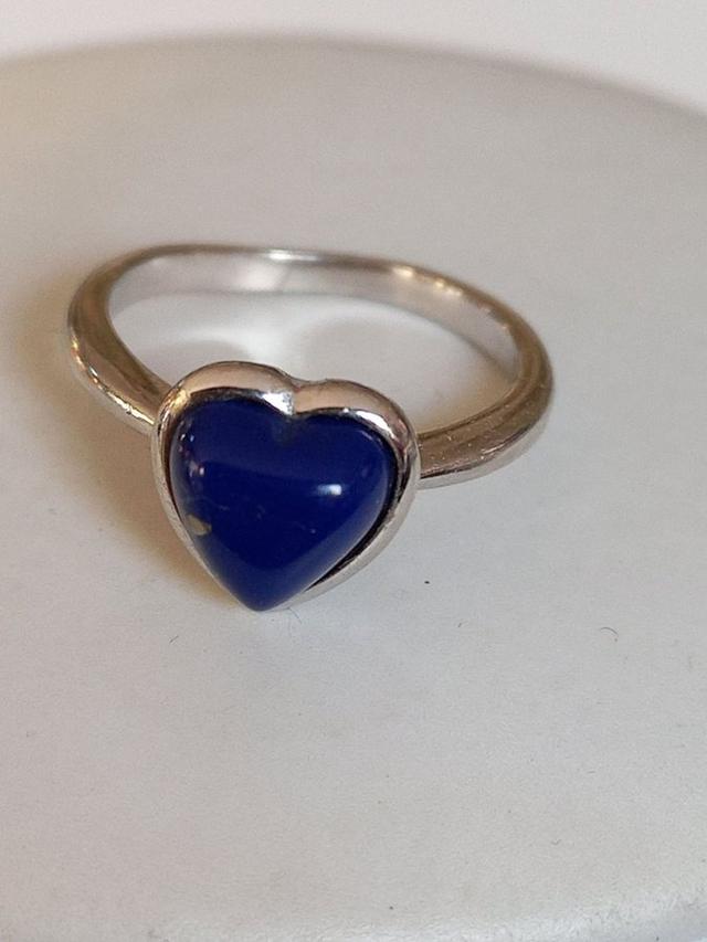 RING sterling silver 925 LAPIS LAZULI hjärtformad stl 1675