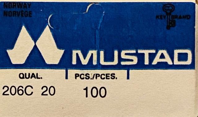 MUSTAD nr20 Qual 206 C Otroligt små krokar! 100st i asken guldplaterade !